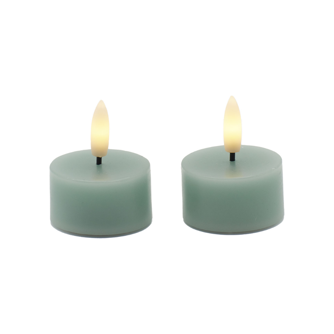 Candela 2pz. Tealight Sille Ø4,5 x H2,2 cm Verde - Sirius