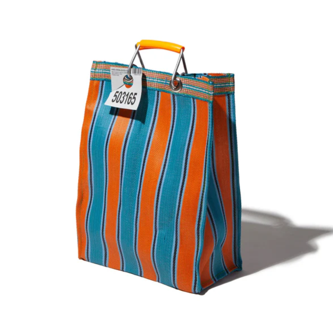 Borsa a strisce plastica riciclata rettangolare 30x15x40 cm - Puebco