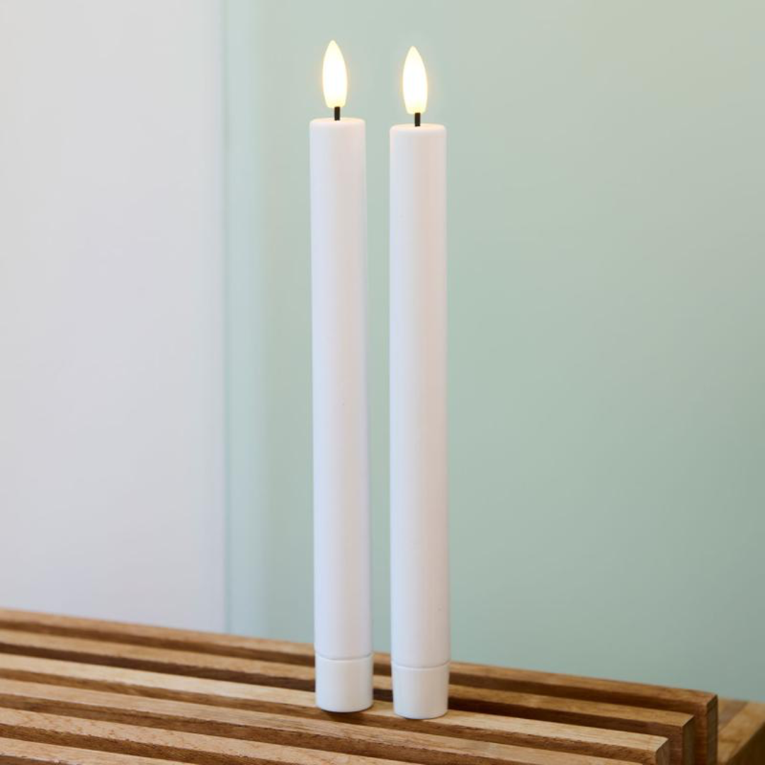 Candele Sirius Sille Ricaricabili Ø2xH25cm, Bianco , 2 pcs. set