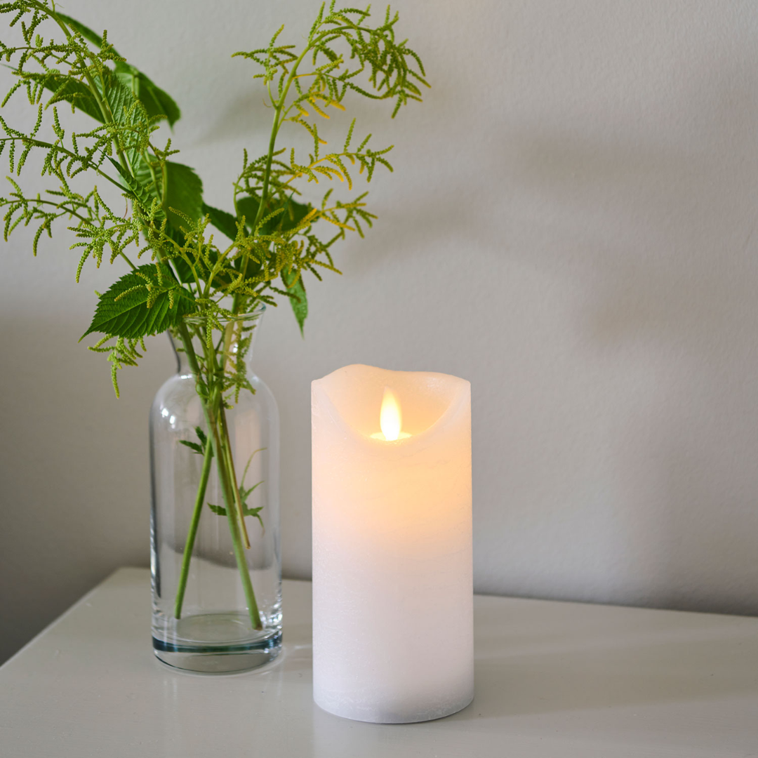 Candela Sirius Sara  Ricaricabili Ø7,5xH15cm - Bianco