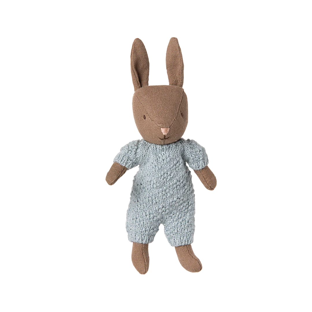 Bunny Maileg Micro - Marrone - Abito in maglia azzurra