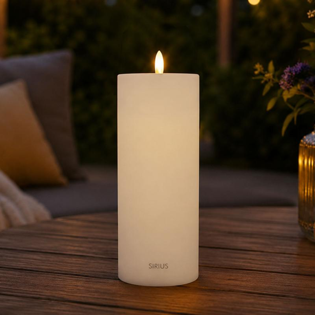 Candela Sirius Sille Solar Ricaricabili Ø7,5xH20cm - Bianco
