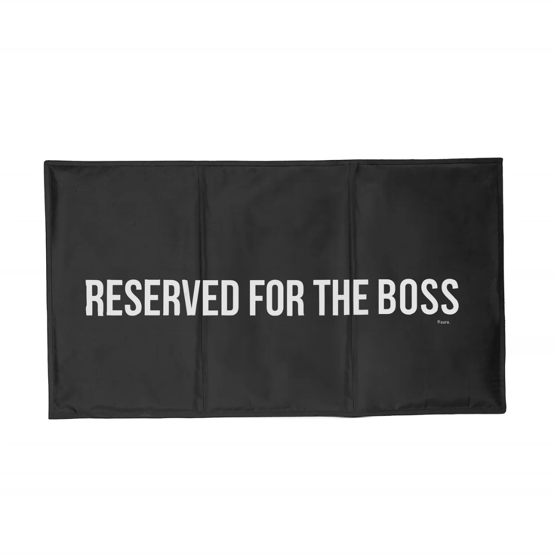 Coperta rinfrescante reversibile per cani Fisura “reserved for the boss”