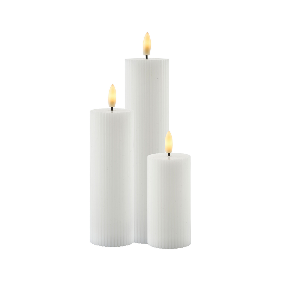 Candele Smilla Ricaricabili Ø5 x 10/12,5/15cm Bianco 3 pcs. - Sirius