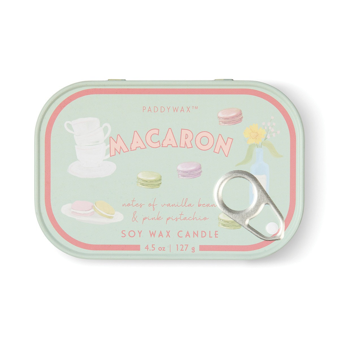 Candela di latta da bistrot da 127 g. macaron . Ambra e Pistacchio - Paddywax
