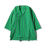 Camicia in cotone a righe Verde - Puebco