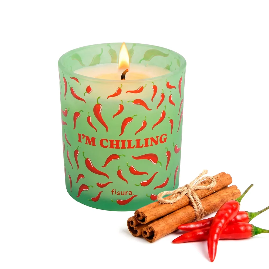 Candela in vetro "I'm chilling" . Fisura