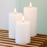 Candele Sille Ricaricabili Ø7,5 x 10/12,5/15cm Bianco 3 pcs. - Sirius
