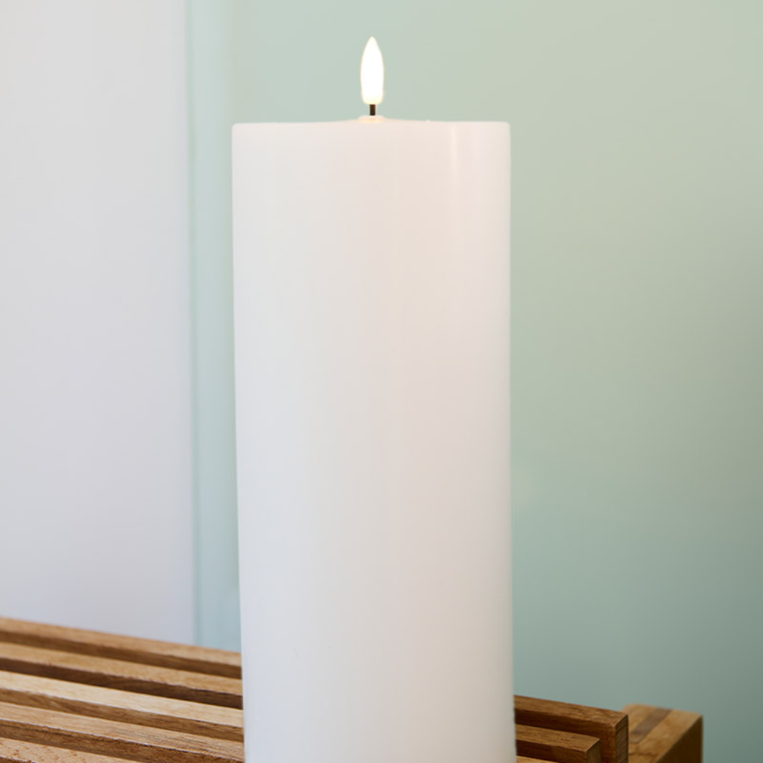 Candela Sirius Sille Ricaricabili Ø10xH25cm, Bianco