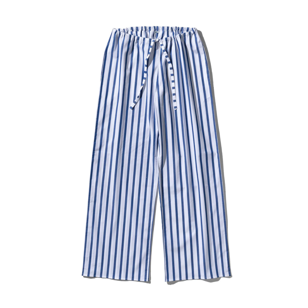 Pantalone in cotone a righe Bianco / Blu - Puebco