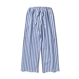 Pantalone in cotone a righe Bianco / Blu - Puebco