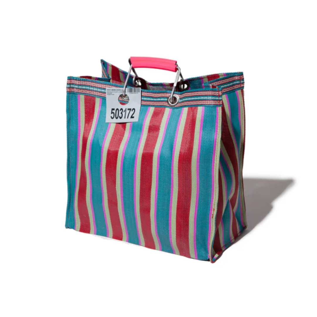 Borsa a strisce plastica riciclata 40x20x37 cm - Puebco