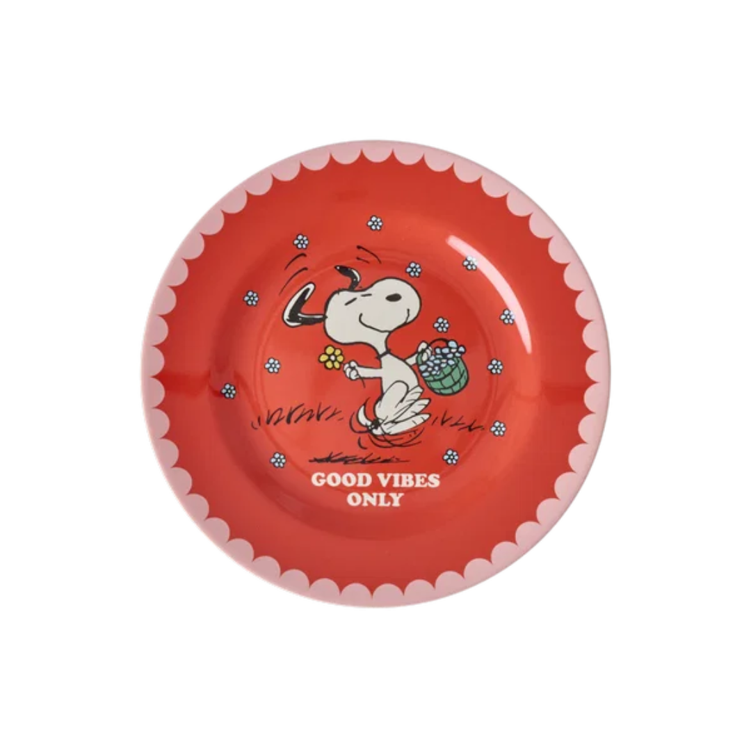 Piatto da Frutta Rotondo Rosso Snoopy - Rice