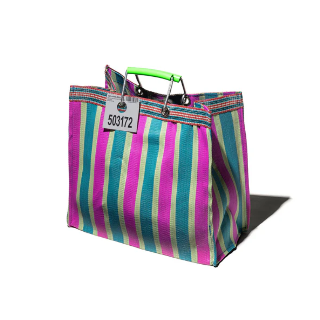 Borsa a strisce plastica riciclata 40x20x37 cm - Puebco