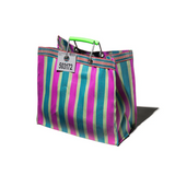 Borsa a strisce plastica riciclata 40x20x37 cm - Puebco