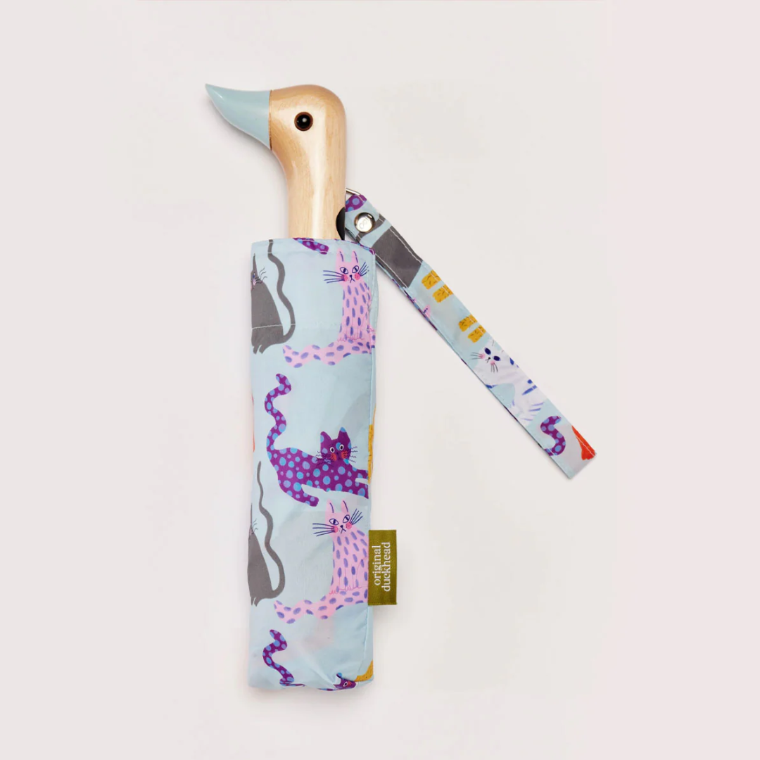 Ombrello richiudibile Original Duckhead Ice Blue con Gatti