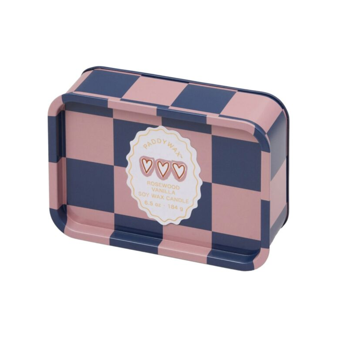 A Dopo 'Hearts' Candela in latta al palissandro e vaniglia da 184 g - Paddywax
