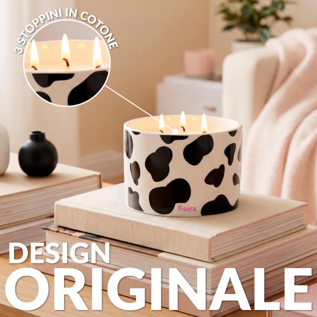 Candela in ceramica con coperchio "Mucca" . Fisura