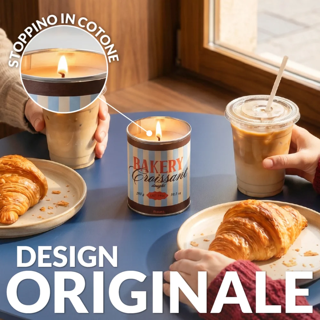 Candela in latta di metallo "Bakery Croissant" . Fisura