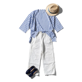 Camicia in cotone a righe Blu - Puebco