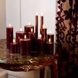 Candele Sille Ricaricabili Ø7,5 x 10/12,5/15cm Bordeaux 3 pcs. - Sirius