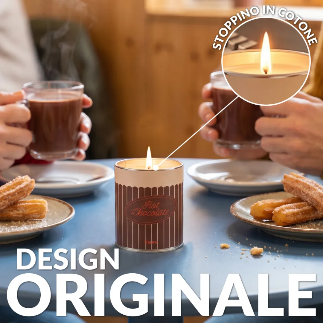 Candela in latta di metallo "Hot Chocolate" . Fisura