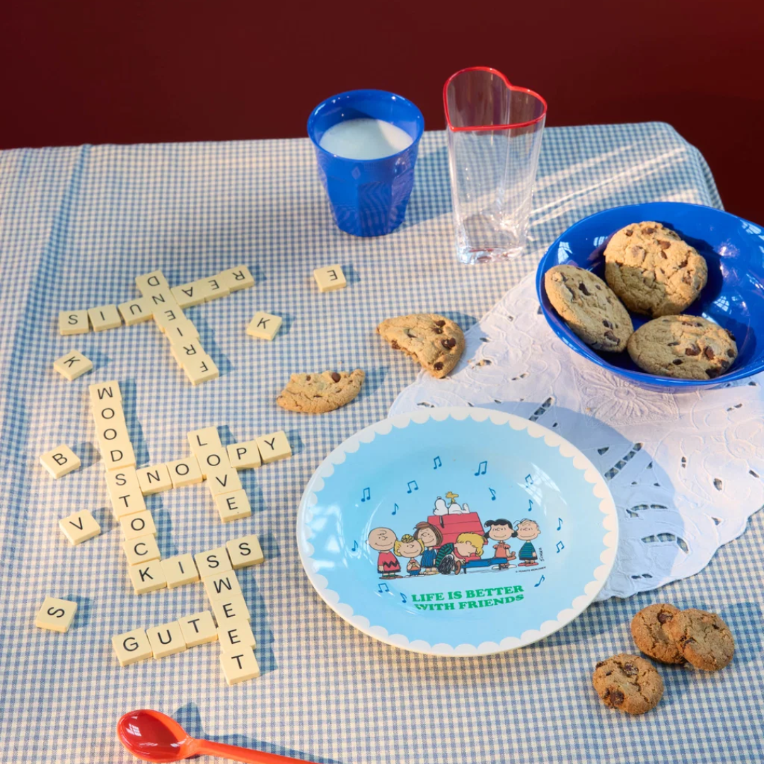 Piatto da Frutta Rotondo Blu Tenue Snoopy - Rice
