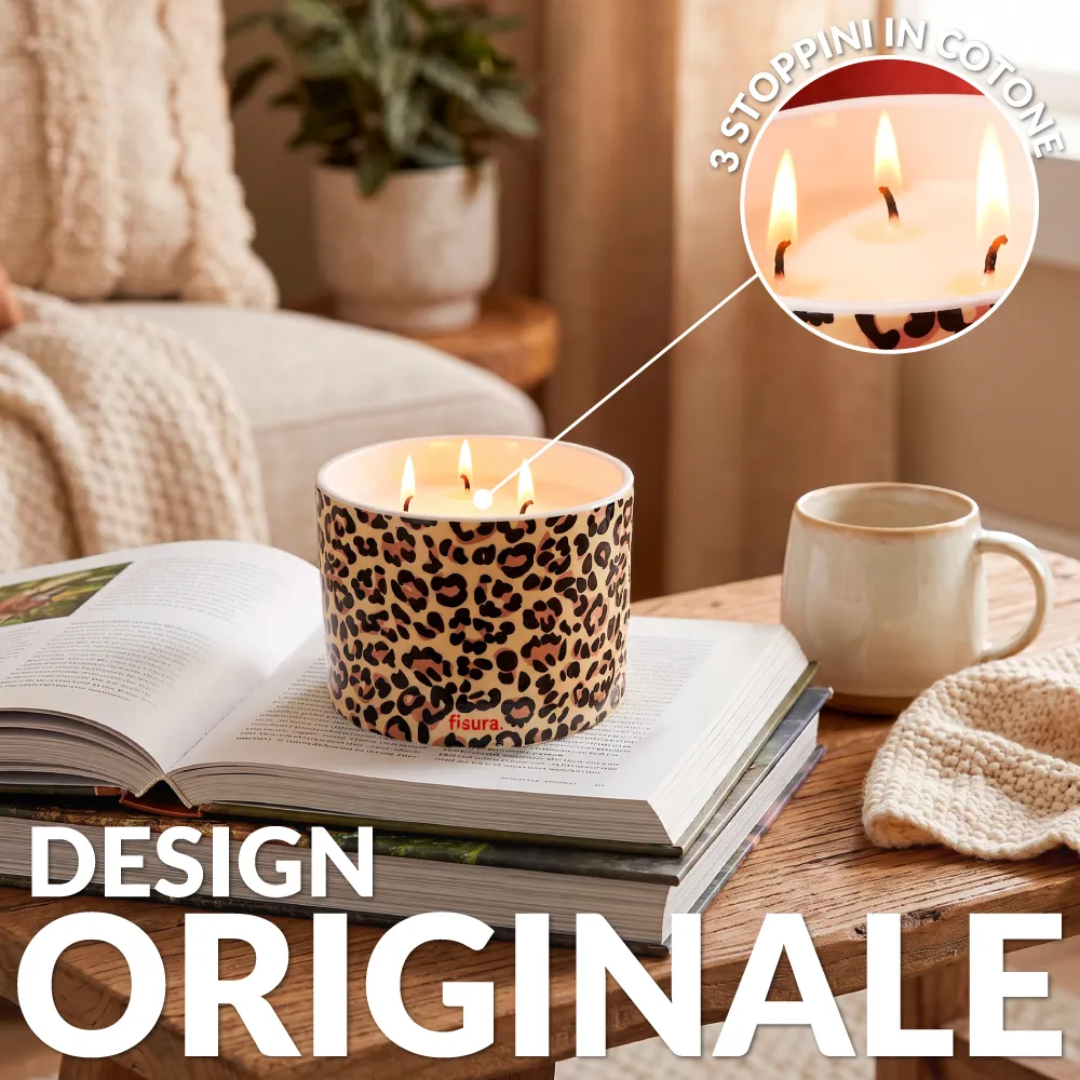 Candela in ceramica con coperchio "Leopardo" . Fisura