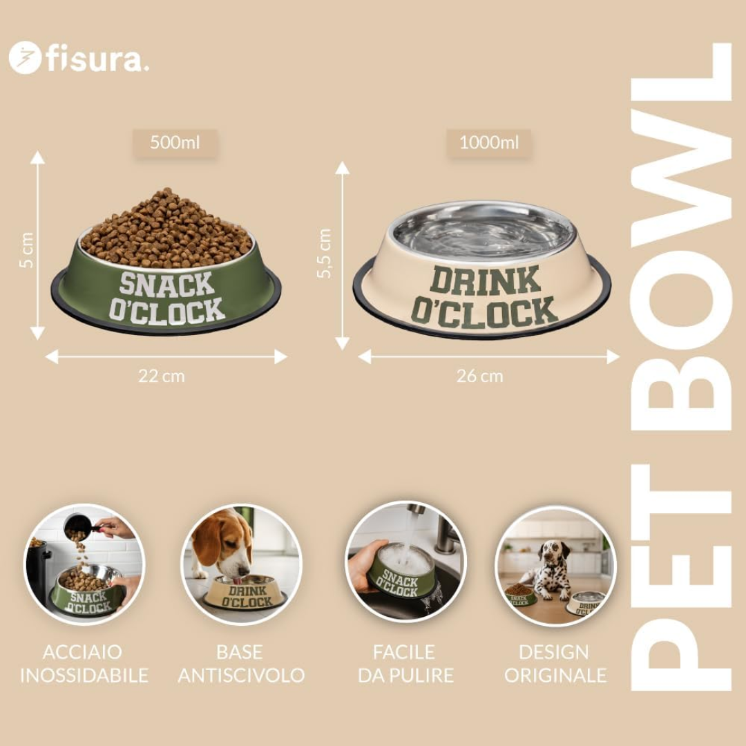 Ciotiola Cibo Animali "snack o 'clock, drink o'clock" Fisura