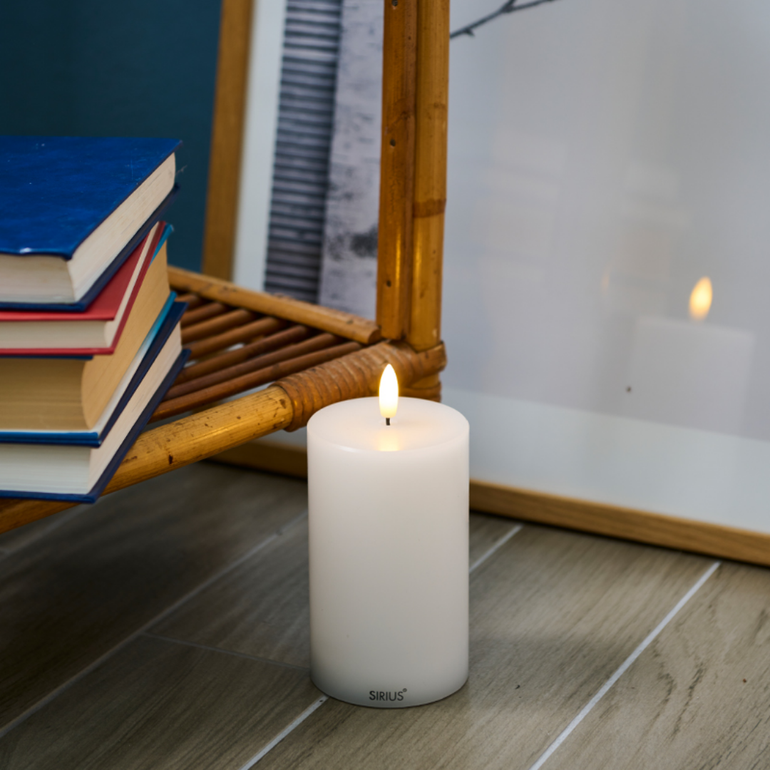 Candela Sirius Sille Ricaricabili Ø7,5xH12,5cm - Bianco