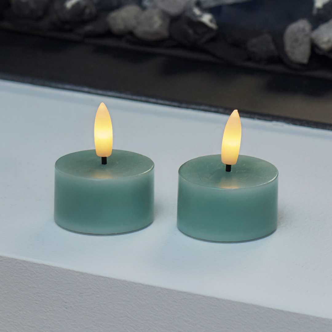 Candela 2pz. Tealight Sille Ø4,5 x H2,2 cm Verde - Sirius