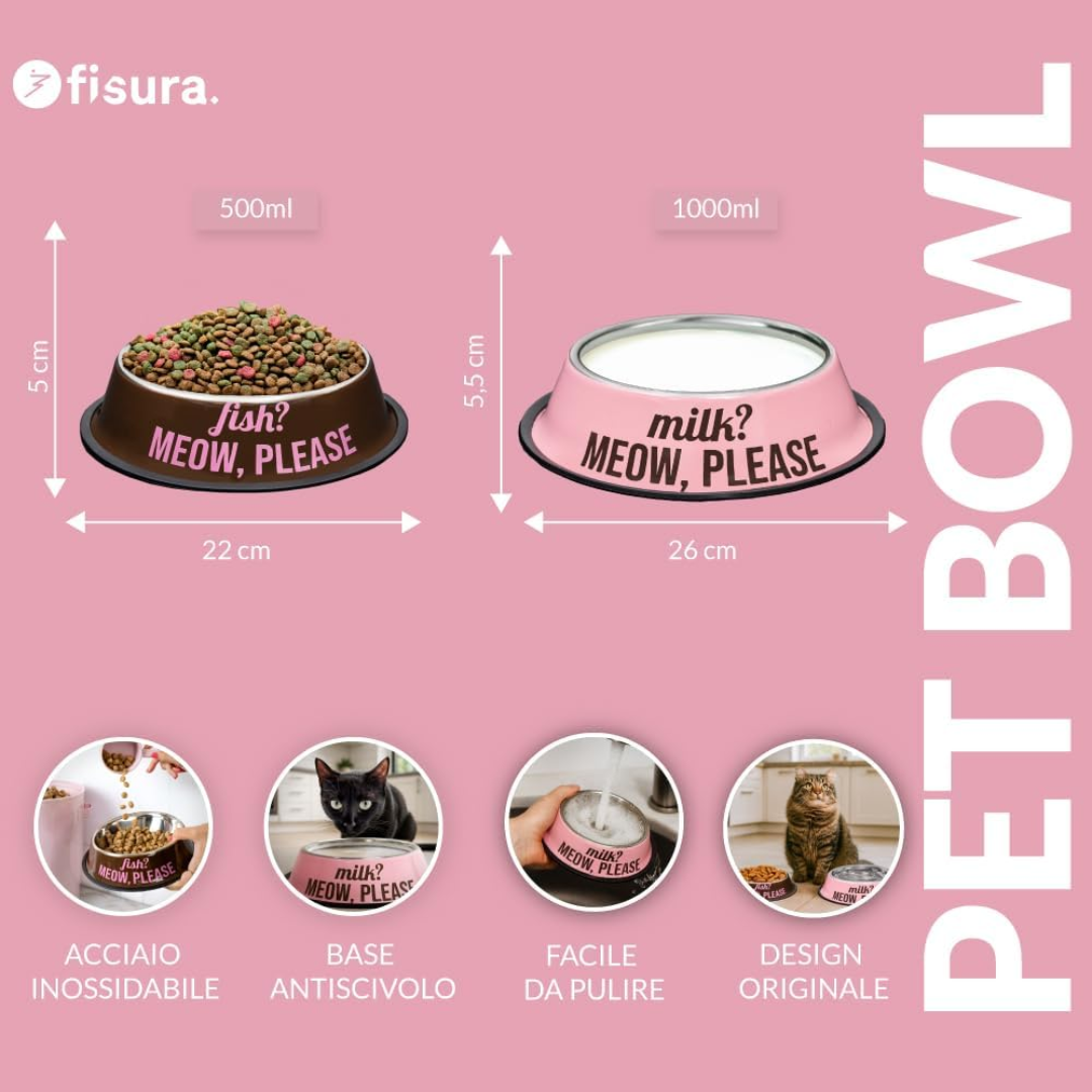Ciotiola Cibo Animali "fish? meow, please, milk?" Fisura