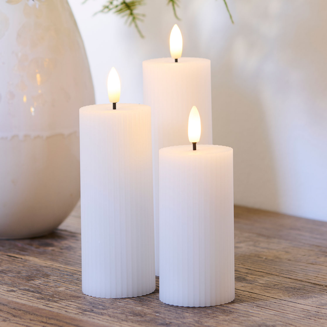 Candele Smilla Ricaricabili Ø5 x 10/12,5/15cm Bianco 3 pcs. - Sirius