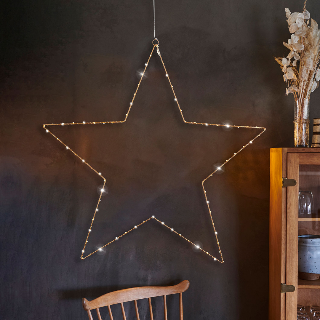 Stella apprendibile Liva Star 70 cm, 80 LED, Oro . Sirius