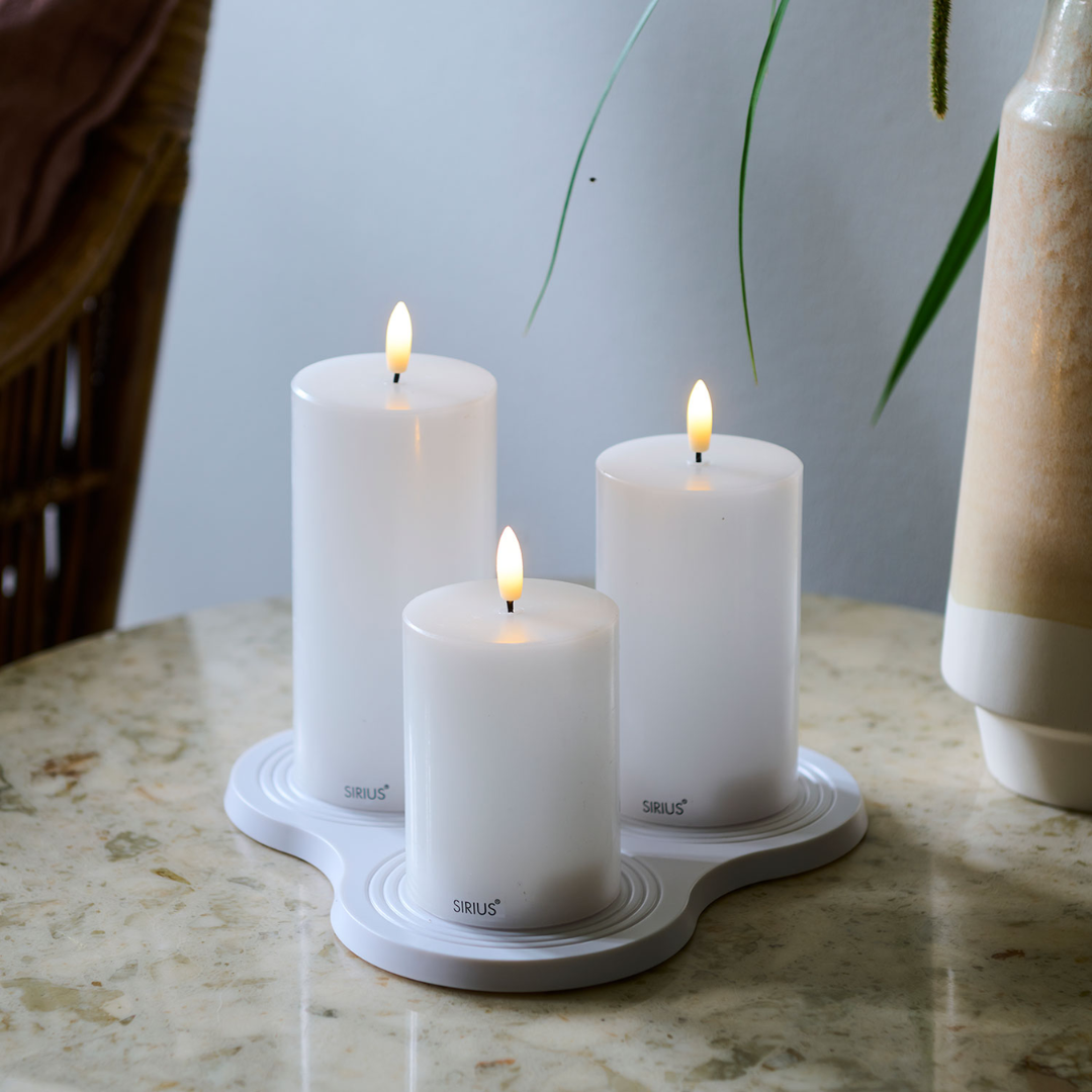 Candele Sille Ricaricabili Ø7,5 x 10/12,5/15cm Bianco 3 pcs. - Sirius