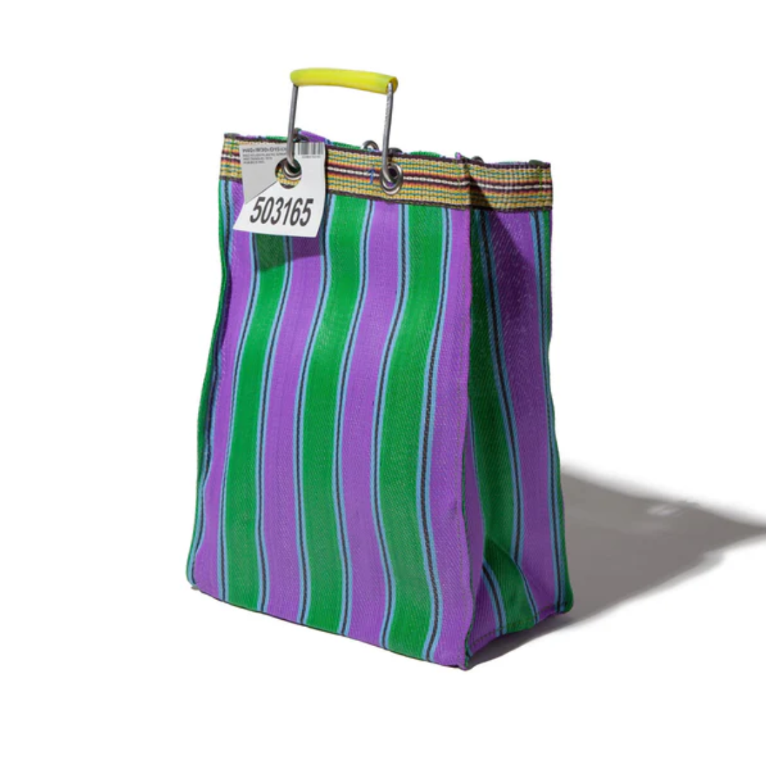 Borsa a strisce plastica riciclata rettangolare 30x15x40 cm - Puebco