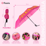 Ombrello richiudibile Fisura  "Fu**ing rain" Sfumato Rosa