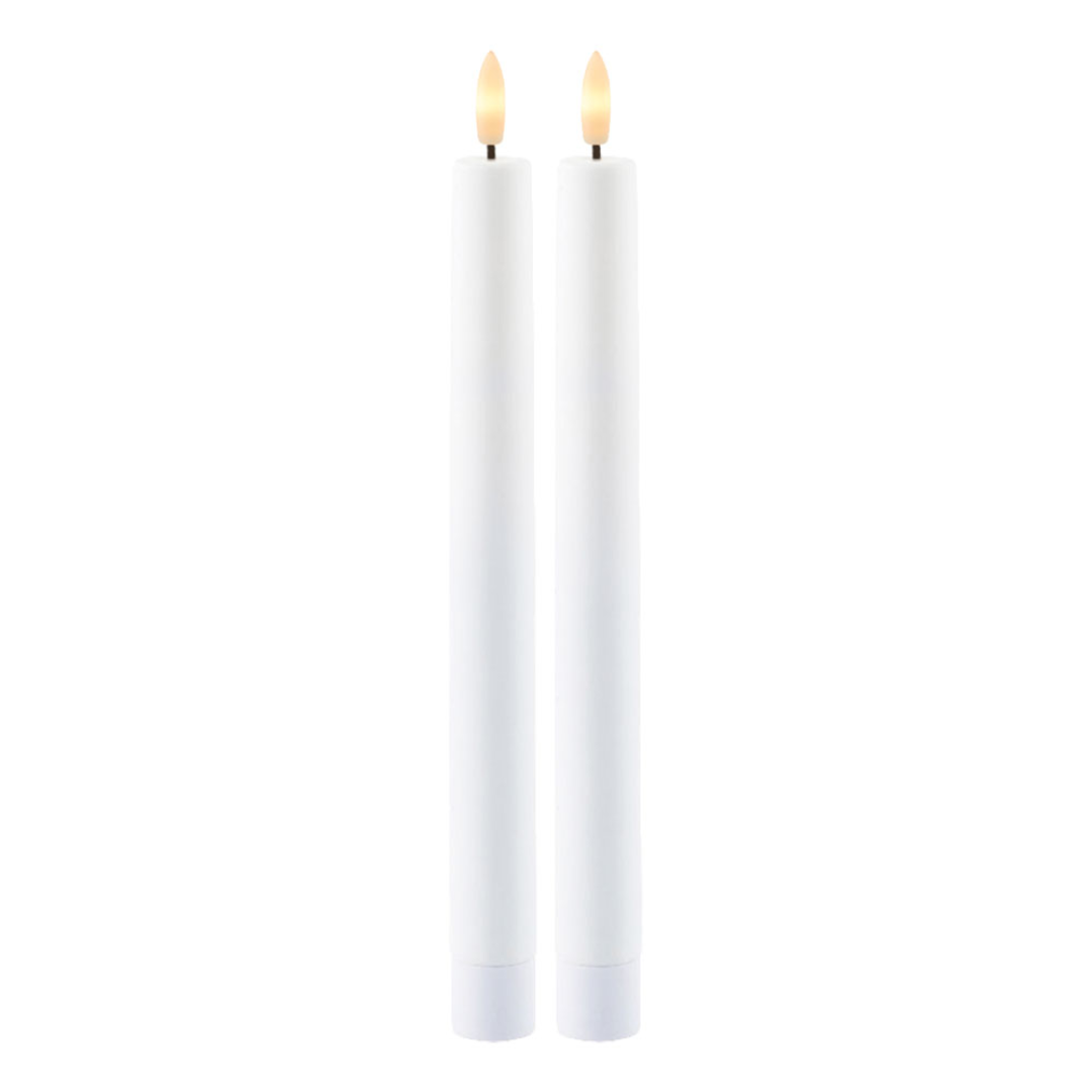 Candele Sirius Sille Ricaricabili Ø2xH25cm, Bianco , 2 pcs. set