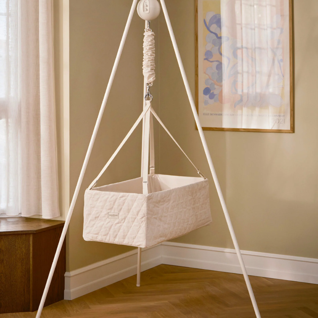 Set Culla rettangolare Moonboon con supporto treppiede . Motore connect