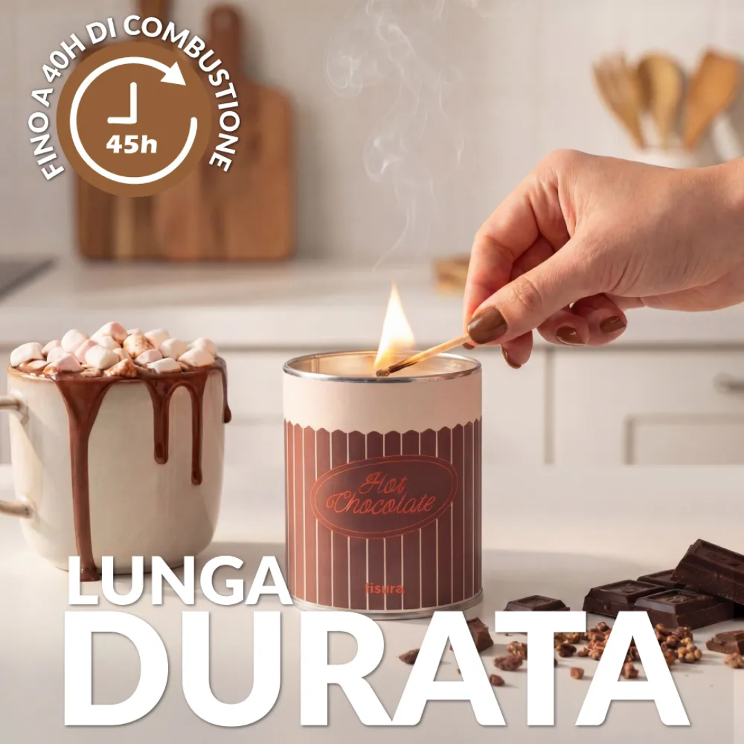 Candela in latta di metallo "Hot Chocolate" . Fisura