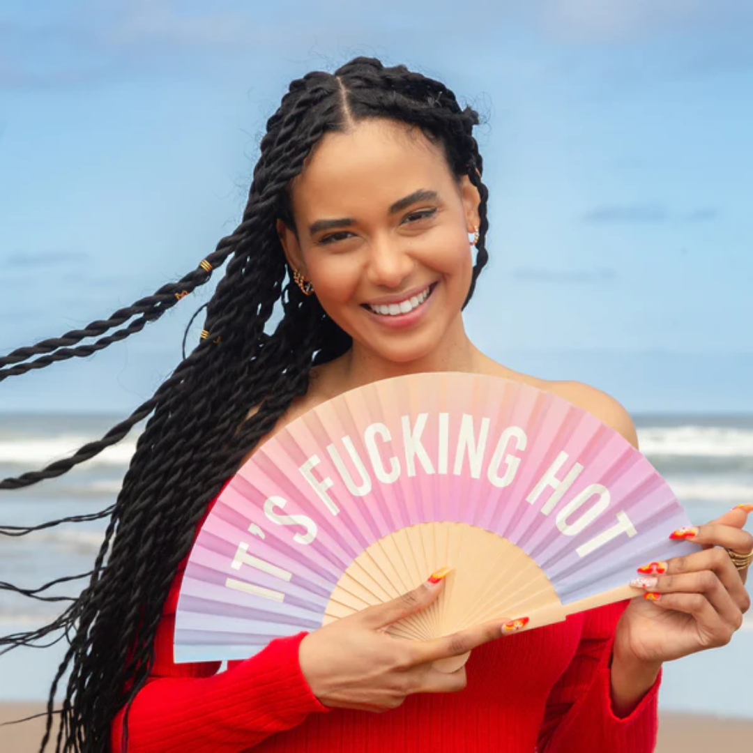 Ventaglio Fisura arobaleno "Fu**ing hot" (si illumina al buio)