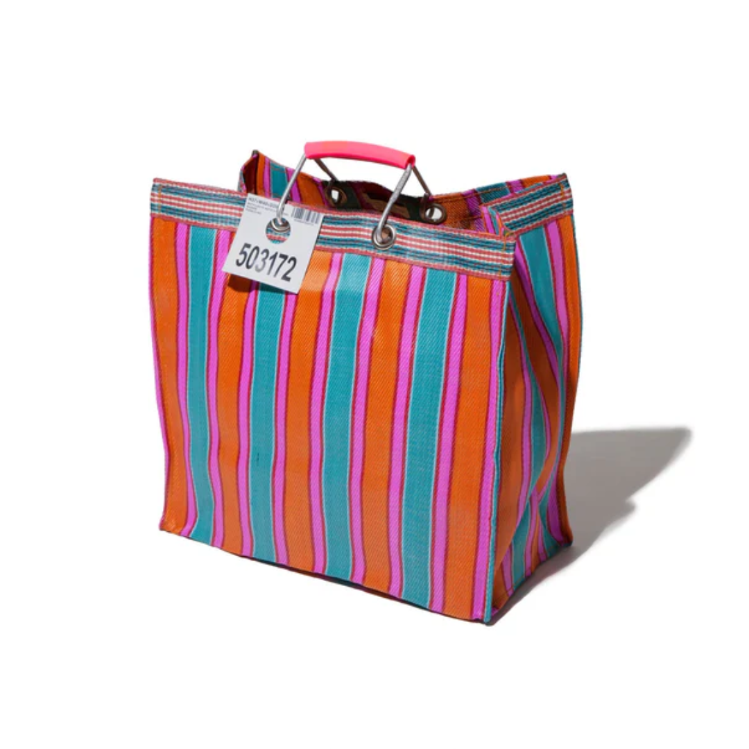 Borsa a strisce plastica riciclata 40x20x37 cm - Puebco
