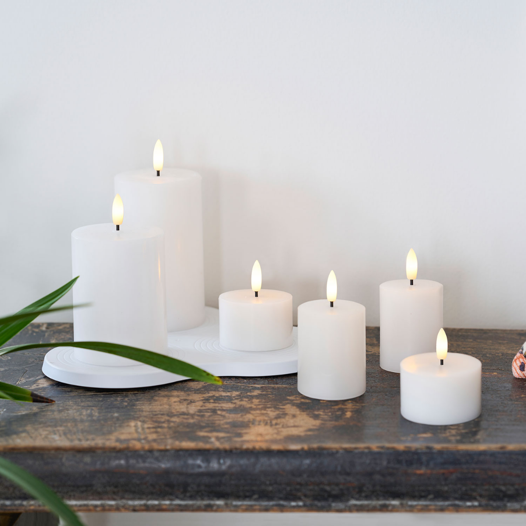 Candela Sirius Sille Ricaricabili Ø7,5xH12,5cm - Bianco