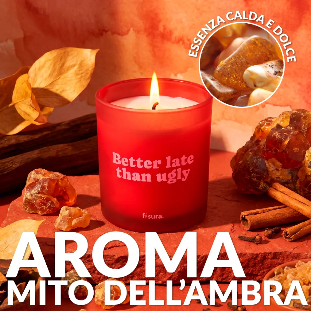 Candela in vetro "Better late than ugly" . Fisura