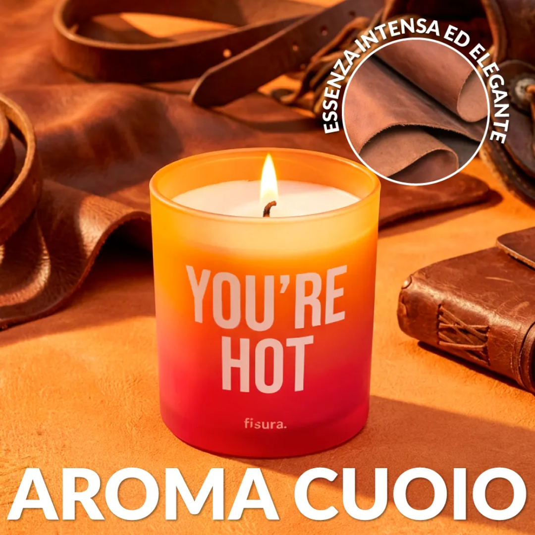 Candela in vetro "Yuo're hot" . Fisura