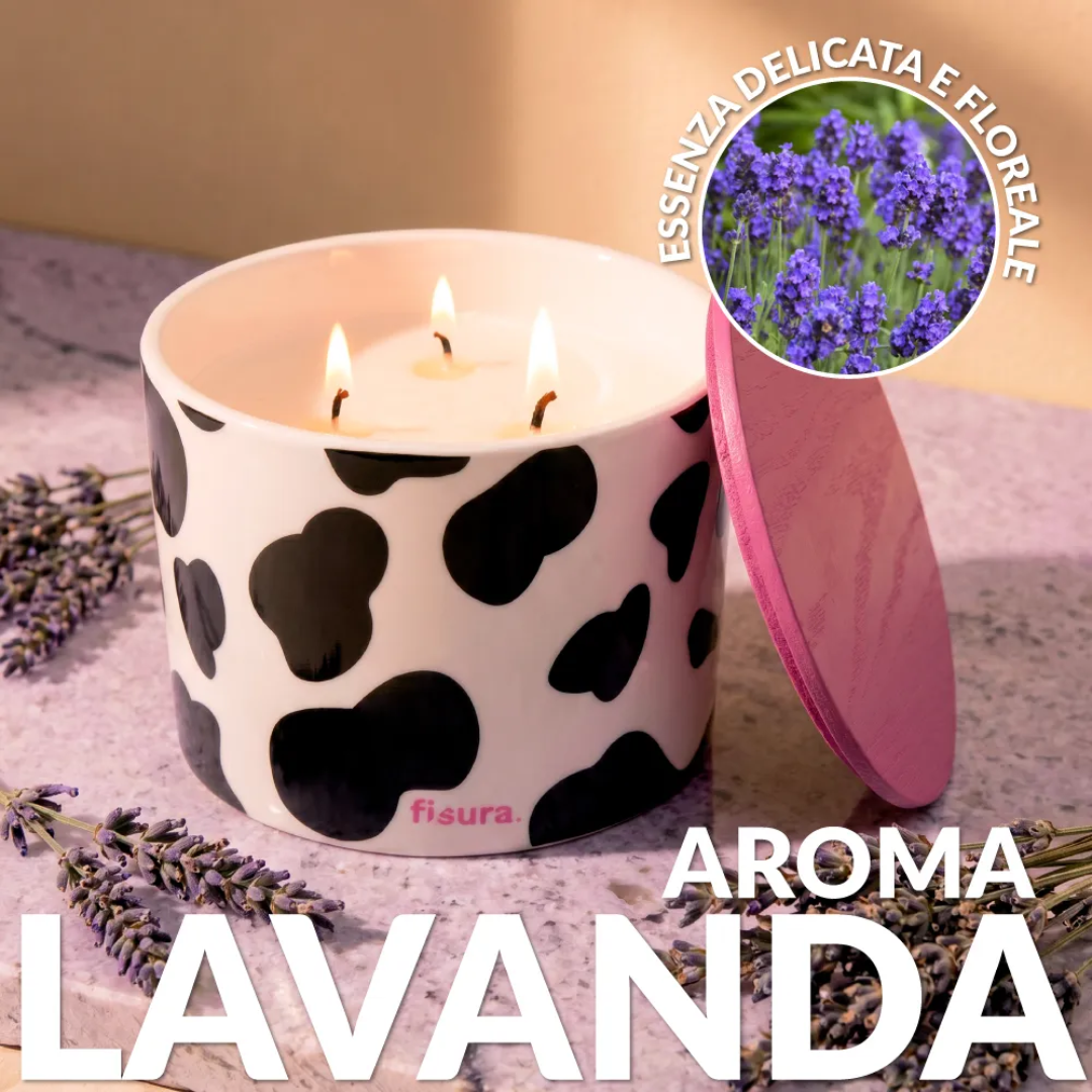 Candela in ceramica con coperchio "Mucca" . Fisura