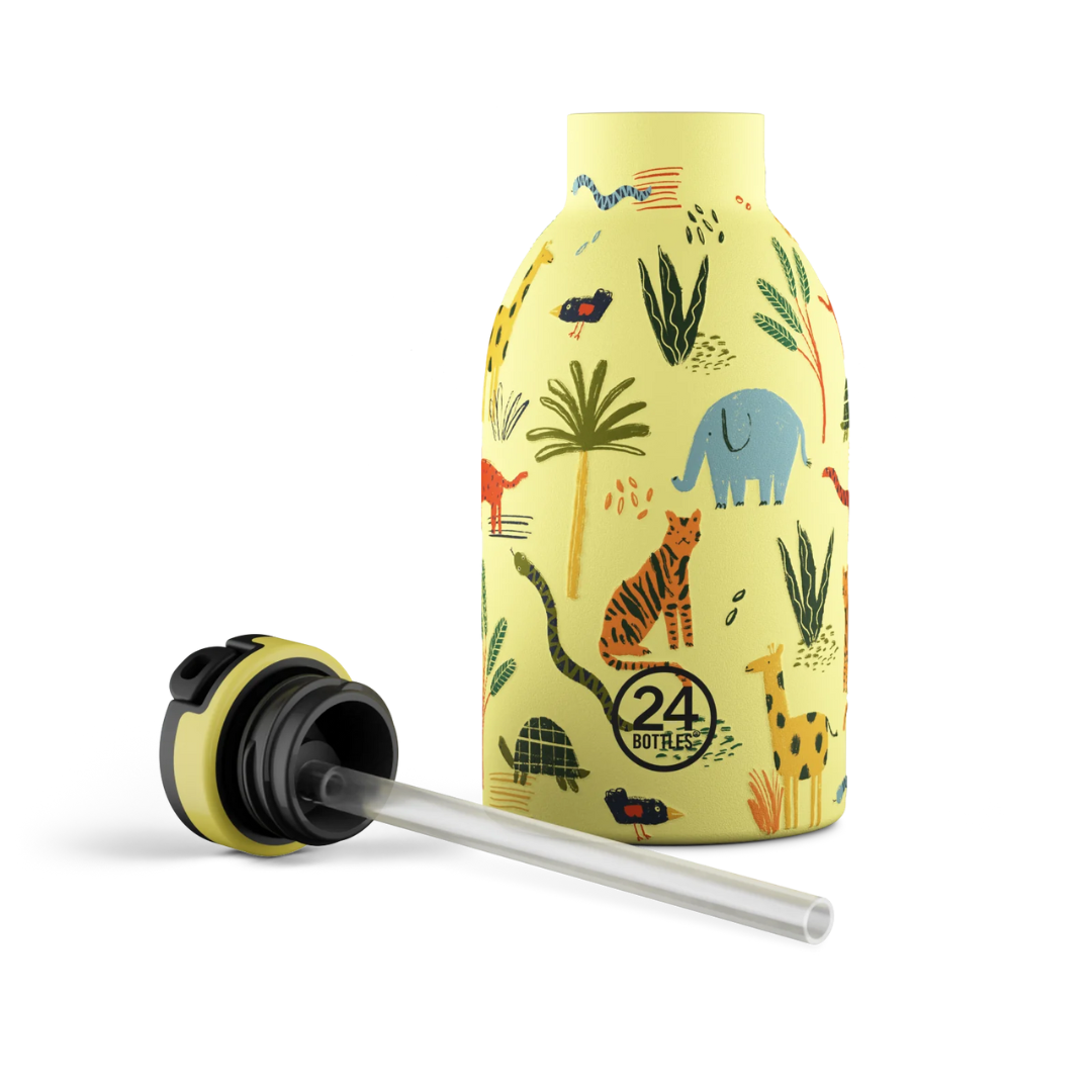 Borraccia termica 24Bottles Clima - kids Jungle Friends 330ml cannuccia