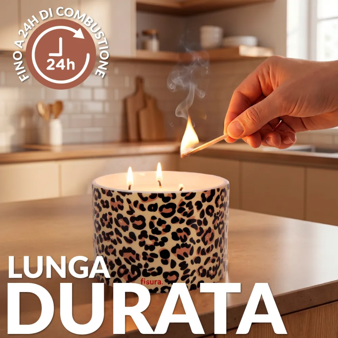 Candela in ceramica con coperchio "Leopardo" . Fisura