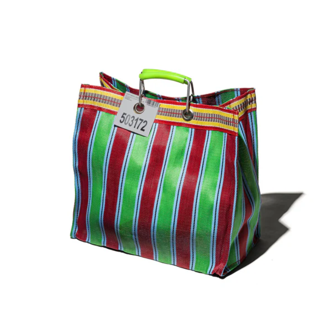 Borsa a strisce plastica riciclata 40x20x37 cm - Puebco