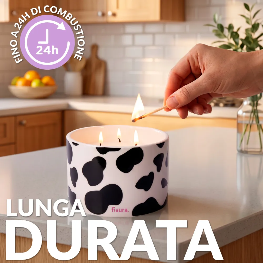 Candela in ceramica con coperchio "Mucca" . Fisura